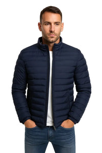 Herren Steppjacke mit Stehkragen und Reißverschluss - Dunkelbrau