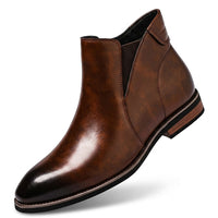 Herren-Stiefeletten mit elastischen Seiteneinsätzen - Cognacbraun