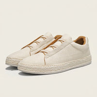Herren Strick-Slip-On-Sneaker mit Jute-Besatz - Creme