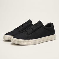 Herren Strick-Slip-On-Sneaker mit Jute-Besatz - Schwarz
