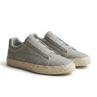 Herren Strick-Slip-On-Sneaker mit Jute-Besatz - Grau
