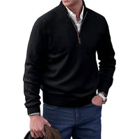 Elias | Herren Strick-Sweater Regular-Fit Langarm Quarter-Zip Pullover - Schwarz