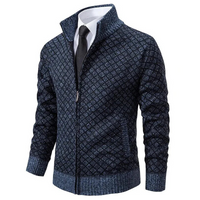 Herren Strickjacke mit Reißverschluss und Stehkragen - Marineblau