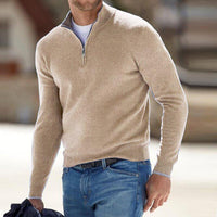Dominik | Herren Strickpullover mit Halbem Reißverschluss Regular Fit - Beige