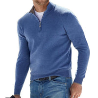 Dominik | Herren Strickpullover mit Halbem Reißverschluss Regular Fit - Blau