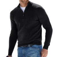 Dominik | Herren Strickpullover mit Halbem Reißverschluss - Schwarz