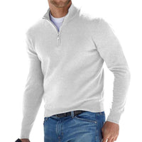 Dominik | Herren Strickpullover mit Halbem Reißverschluss - Weiß