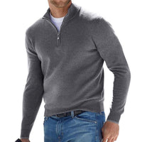 Dominik | Herren Strickpullover mit Halbem Reißverschluss Regular Fit - Grau