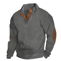 Herren-Strickpullover mit Zopfmuster und Knopfleiste - Dunkelgrau