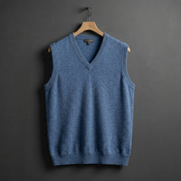 Herren-Strickweste mit V-Ausschnitt - Blau