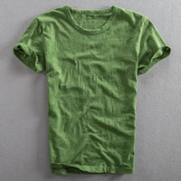 Herren T-Shirt mit Rundhalsausschnitt und Slub-Struktur - Armeegrün