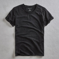 Herren T-Shirt mit Rundhalsausschnitt und Slub-Struktur - Schwarz