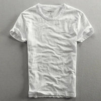 Herren T-Shirt mit Rundhalsausschnitt und Slub-Struktur - Weiß