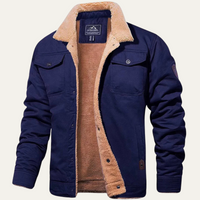 Herren-Utility-Jacke mit Fleecefutter und Knopfleiste - Marineblau