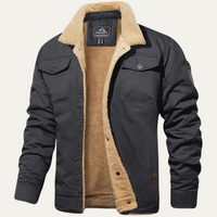 Herren-Utility-Jacke mit Fleecefutter und Knopfleiste - Dunkelgrau