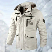 Maximilian | Herren Wasserdichte Steppjacke mit Kapuze Winddichte Outdoorjacke - Weiß