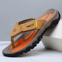 Herren-Zehentrenner-Sandalen mit breiten Riemen und profilierter Sohle - Khaki