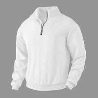Andreas | Herren Zopfstrick-Pullover mit Viertelreißverschluss Knit Sweater - Weiß