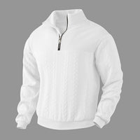 Andreas | Herren Zopfstrick Pullover mit Reißverschluss - Weiß