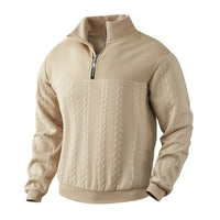 Andreas | Herren Zopfstrick-Pullover mit Viertelreißverschluss Knit Sweater - Beige