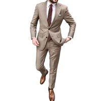 Herren Zweiteiliger Anzug mit Knopfverschluss - Khaki