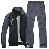 Herren Zweiteiliger Trainingsanzug mit Reißverschlussjacke und Hose - Schwarz