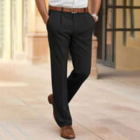 Herrenhose mit Bundfalten und geradem Bein - Schwarz