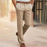 Herrenhose mit Bundfalten und geradem Bein - Beige