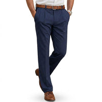 Herrenhose mit Bundfalten und geradem Bein - Dunkelblau