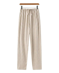 Herrenhose mit geradem Bein und Kordelzug - Beige