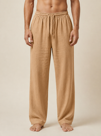 Herrenhose mit Kordelzug und geradem Bein - Khaki