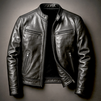 Herrenjacke mit Stehkragen und Reißverschluss - Biker Schwarz