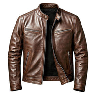 Herrenjacke mit Stehkragen und Reißverschluss - Zigarrenbraun
