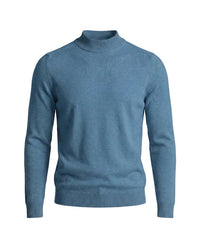 Herrenpullover mit langen Ärmeln, Stehkragen und gerader Form - Blau