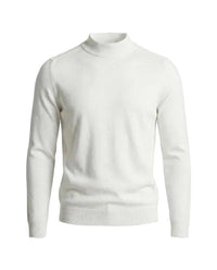 Herrenpullover mit langen Ärmeln, Stehkragen und gerader Form - Weiß