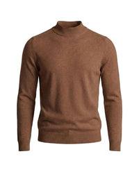 Herrenpullover mit langen Ärmeln, Stehkragen und gerader Form - Braun