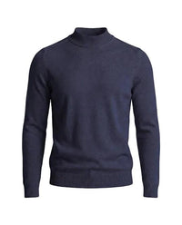 Herrenpullover mit langen Ärmeln, Stehkragen und gerader Form - Dunkelblau