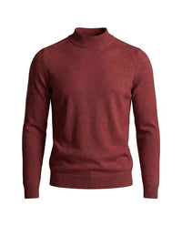 Herrenpullover mit langen Ärmeln, Stehkragen und gerader Form - Burgund