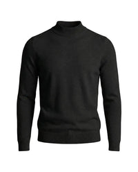 Herrenpullover mit langen Ärmeln, Stehkragen und gerader Form - Schwarz