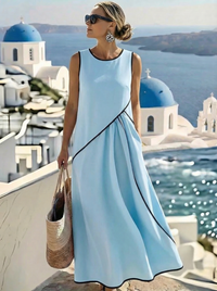 Lotte | Damen Gestreiftes Sommerkleid – Klassisches Streifen Sommerkleid - Hellblau