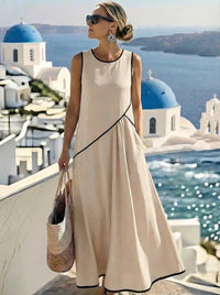 Lotte | Damen Gestreiftes Sommerkleid – Klassisches Streifen Sommerkleid - Apricot