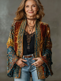 Elyska – Boho-Kimono-Mantel - Rot