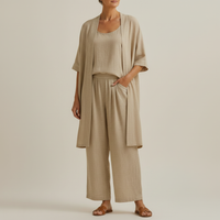 Risteena – Minimalistisches Dreiteiliges Set Aus Leinen Und Baumwolle - Khaki