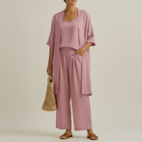 Risteena – Minimalistisches Dreiteiliges Set Aus Leinen Und Baumwolle - Rosa
