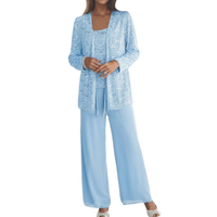 Damen Langarm-Set mit Pailletten - Hellblau