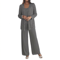 Damen Langarm-Set mit Pailletten - Grau