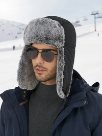 Gefütterte Wintermütze mit Ohrenklappen, wasser- und winddicht - Schwarz 1