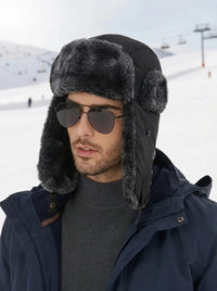 Gefütterte Wintermütze mit Ohrenklappen, wasser- und winddicht - Schwarz 2