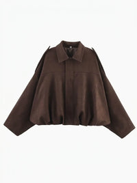 Damen Oversized Jacke mit praktischen Taschen - Braun