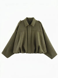 Damen Oversized Jacke mit praktischen Taschen - Olivgrün